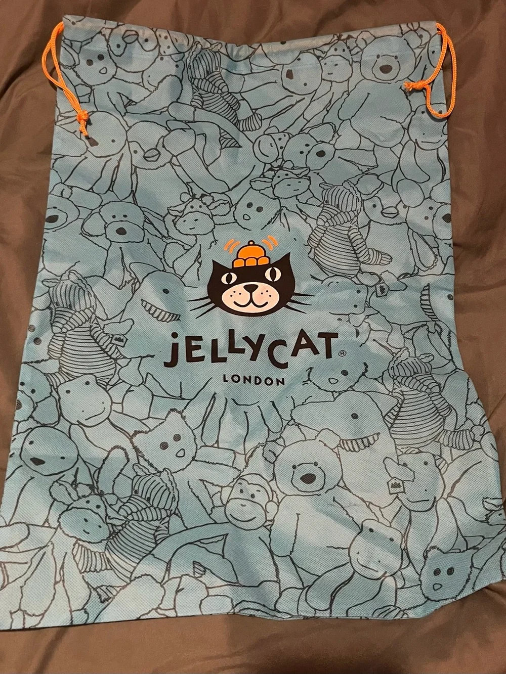 JELLYCAT | LARGE TOTE BAG 23X16 RARE BLUE SACK BIG CUTE STORAGE JELLY CAT